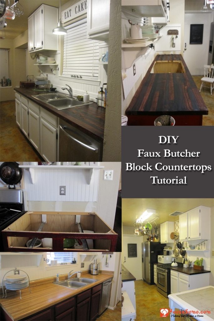 DIY Faux Butcher Block Countertops: How to Make Faux Butcher Block Countertops