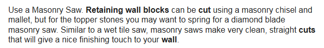 How do you cut retaining wall block?