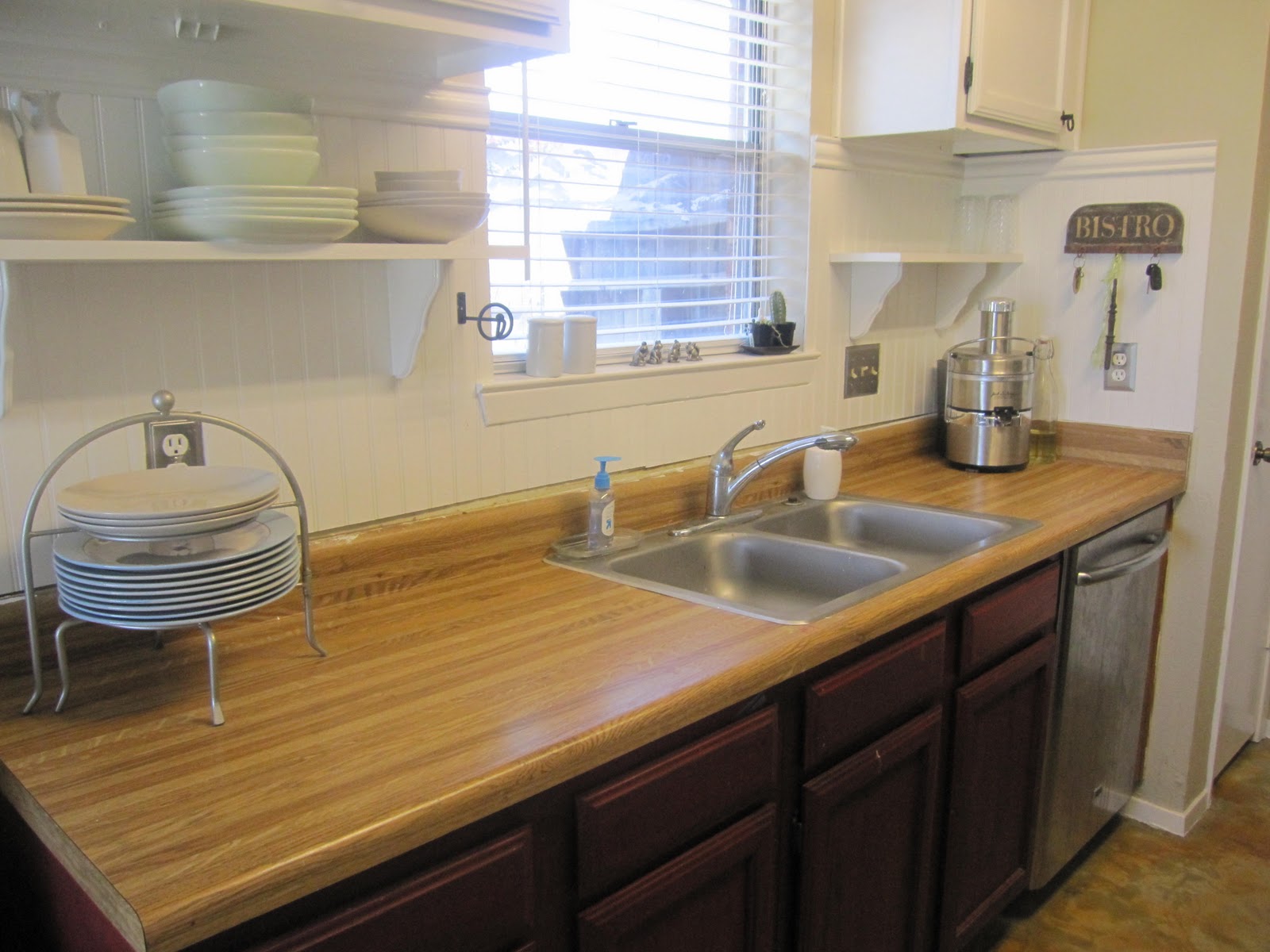 (Before) How to Make Faux Butcher Block Countertops, DIY Faux Butcher Block Countertops