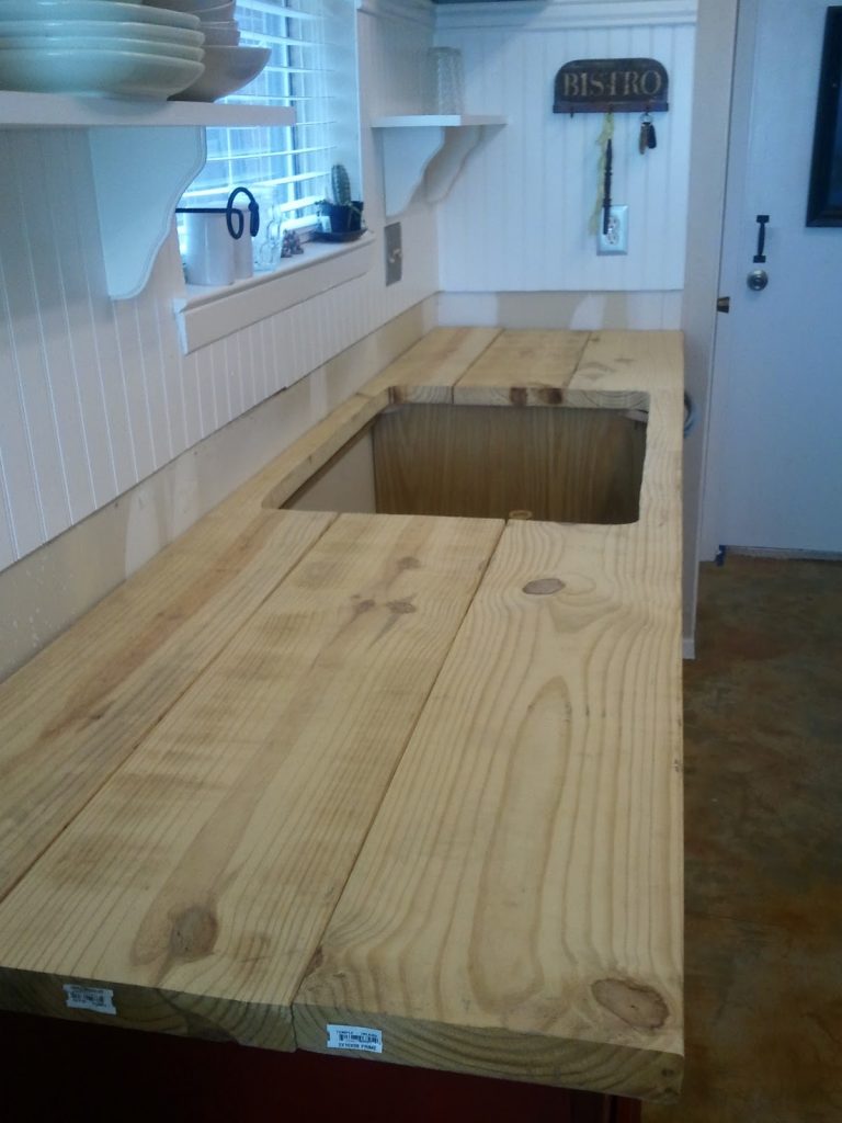 DIY Faux Butcher Block Countertops Tutorial 15 Attach to the Cabinets - Make Faux Butcher Block Countertops