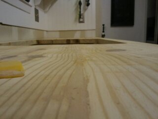 Filled with Wood Filler - How to Build a Faux Butcher Block Countertops