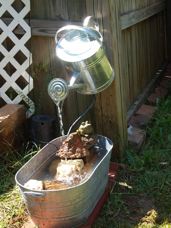 How to Make a Garden Fountain with a Flower Watering Can