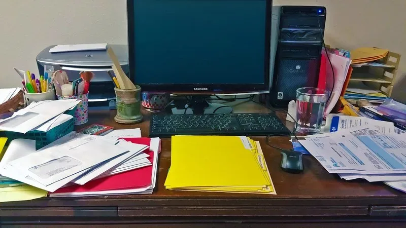 Featured of Messy Desk - How to Reduce Home Office Paper Clutter
