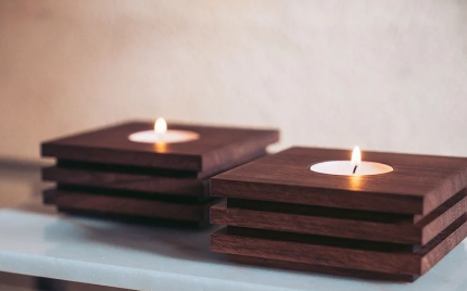 image - Wood Candle Holders