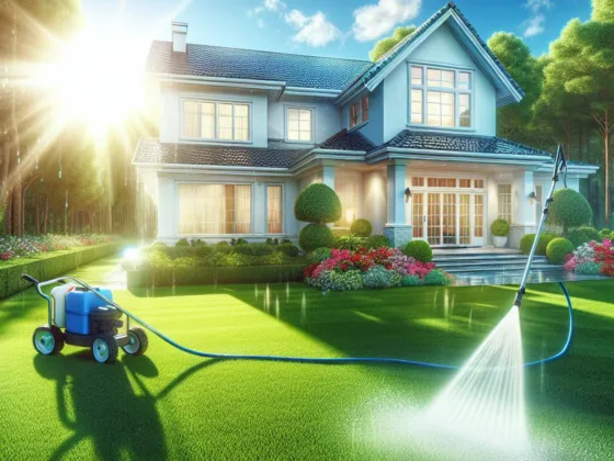 White house with vibrant flowers and well-maintained lawn