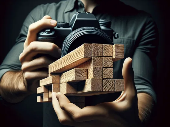 A sturdy wooden beam made from 2x8 boards, showcasing the rugged grain and consistent construction.