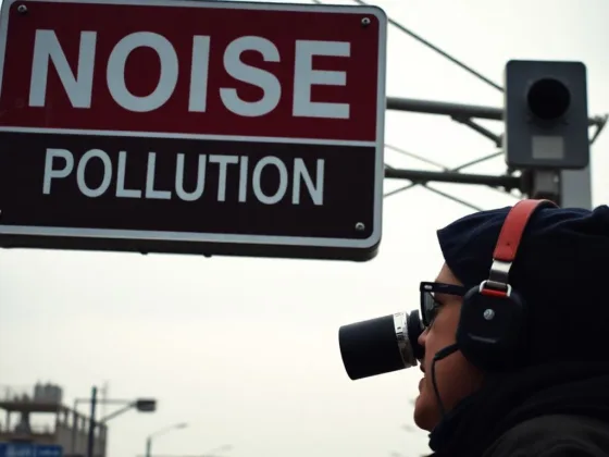 A person recording city noise pollution.
