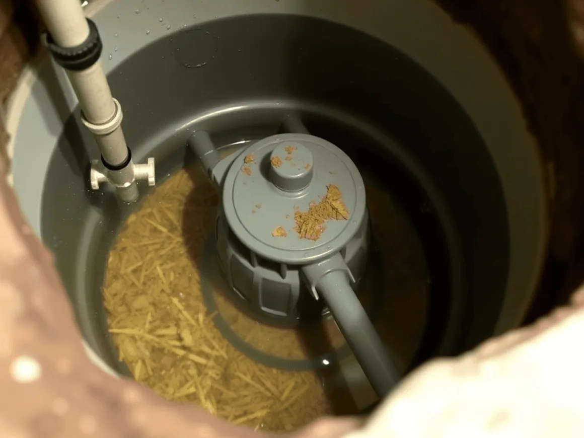 Professional plumber testing sump pump functionality